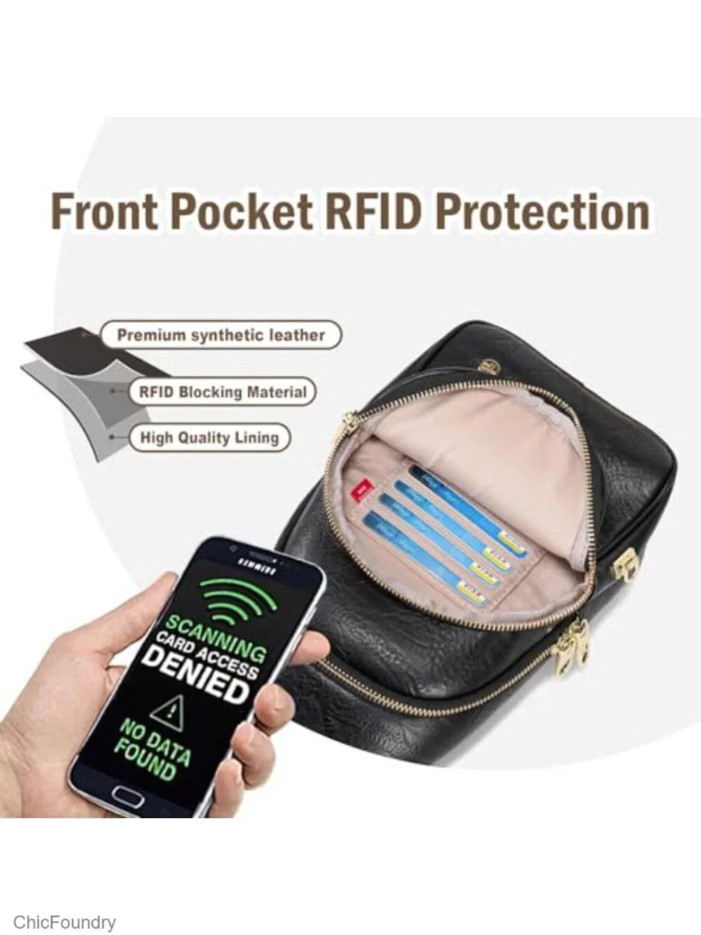 Anti Theft Crossbody Bag RFID Travel Sling Purse Lockable Zippers Adjustable